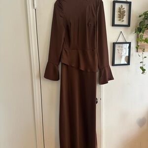 Brown Long Sleeve Dress